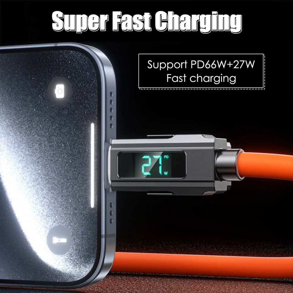 4-in-1 Digital Display USB-C PD Fast Charging Cable 100W for iPhone Android