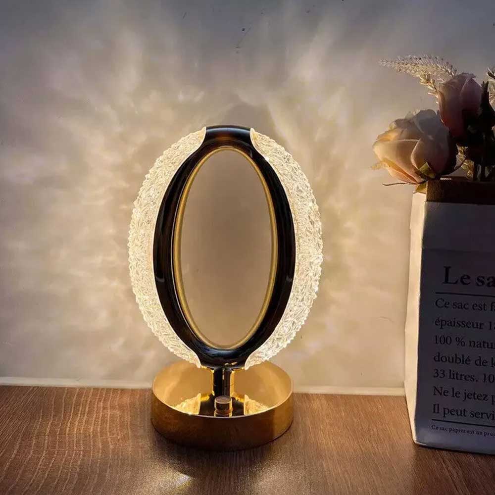 Table Lamp Crystal Night Light Touch Control USB Rechargeable Bedside Lamp Decor