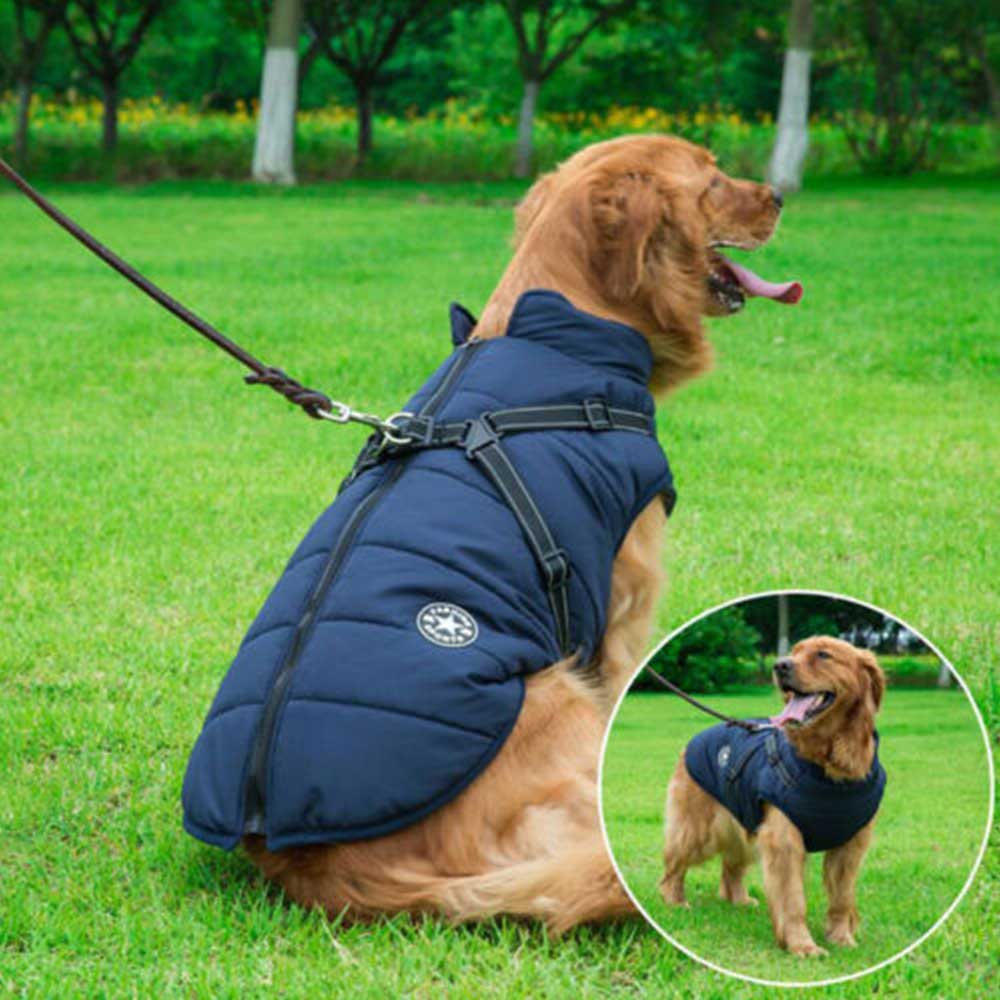 Winter Pet Dog Coat Pet Dog Jacket w/ Harness Waterproof Breathable Small Large