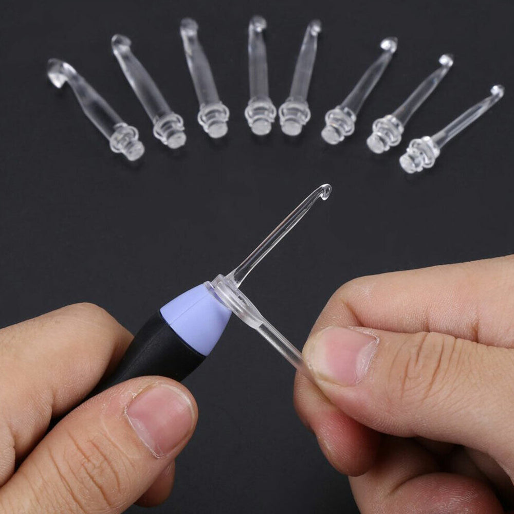 9in1 Light Up LED Needles Set USB Knitting Weave Tool Kit Hooks Crochet