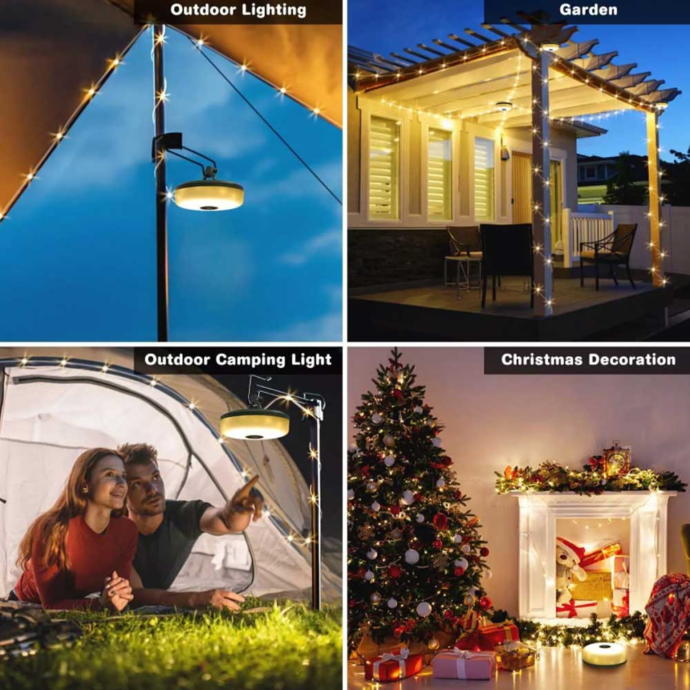 Stowable String Warm Light 10m Outdoor Portable Waterproof Camping String Lights