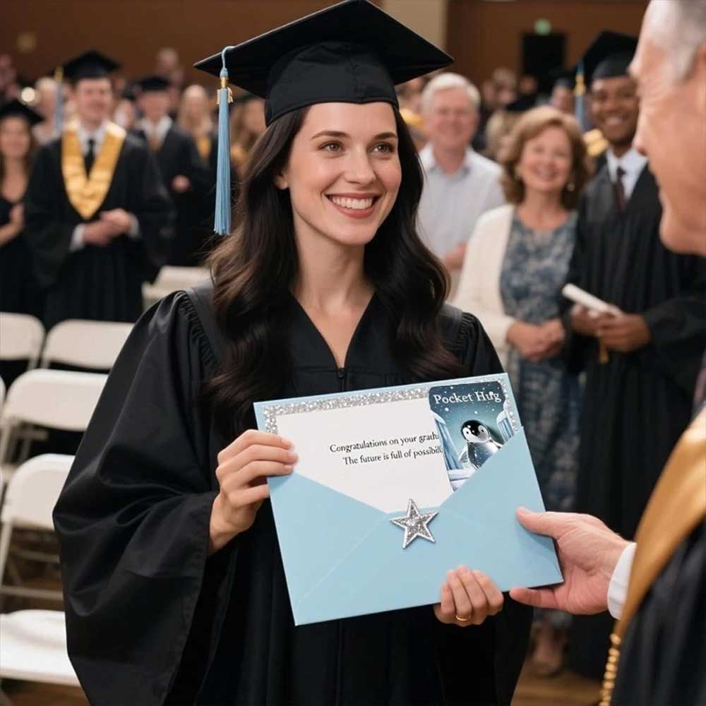 Pocket Turtle Penguin Crystal Pocket Hug Card - Heartwarming Keepsake Gift for Friends & Loved Ones