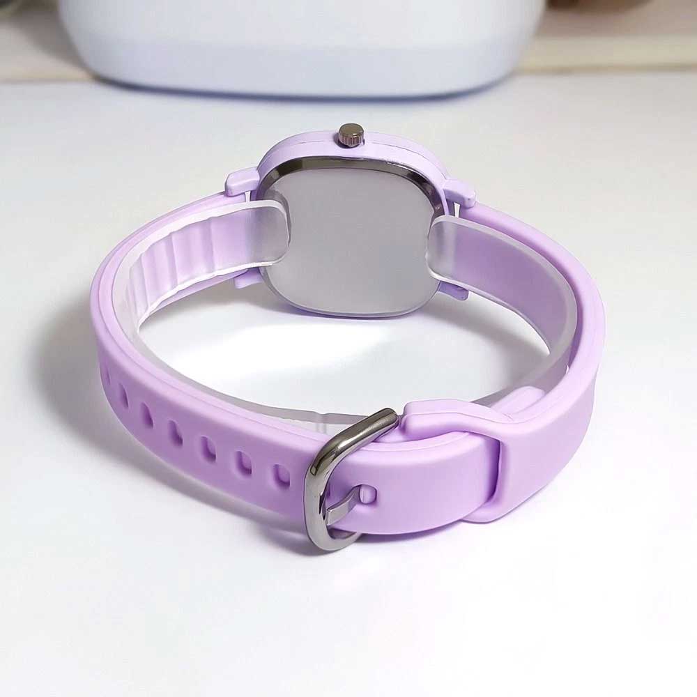 Purple Silicone Quartz Wristwatches Stainless Steel Ladies Watches Women Watch