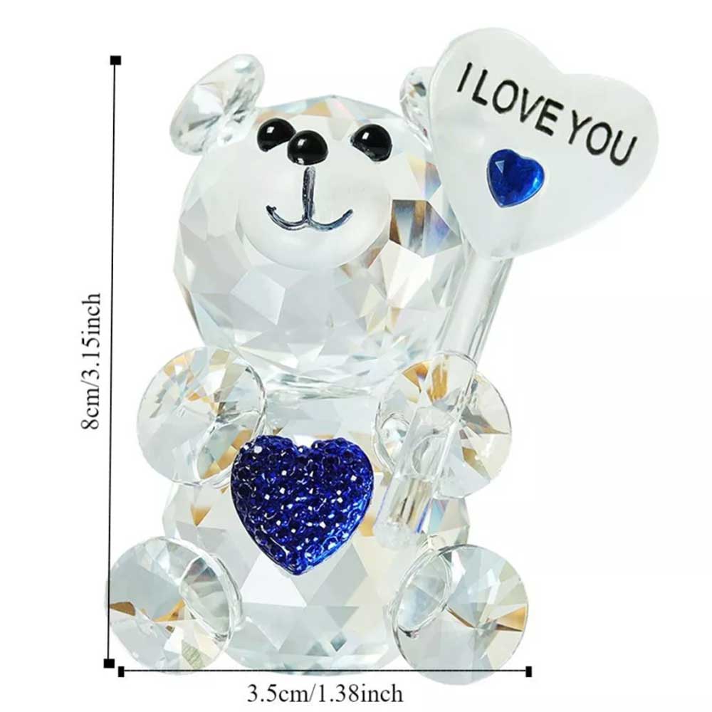 I Love You Sign Crystal Bear Figurine – Desktop Ornament, Guest Gift for Xmas