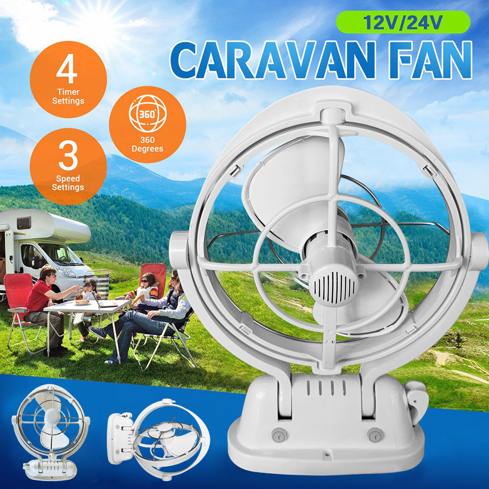 Caravan Camper Trailer 12V 24V Fan White With Remote and Timing