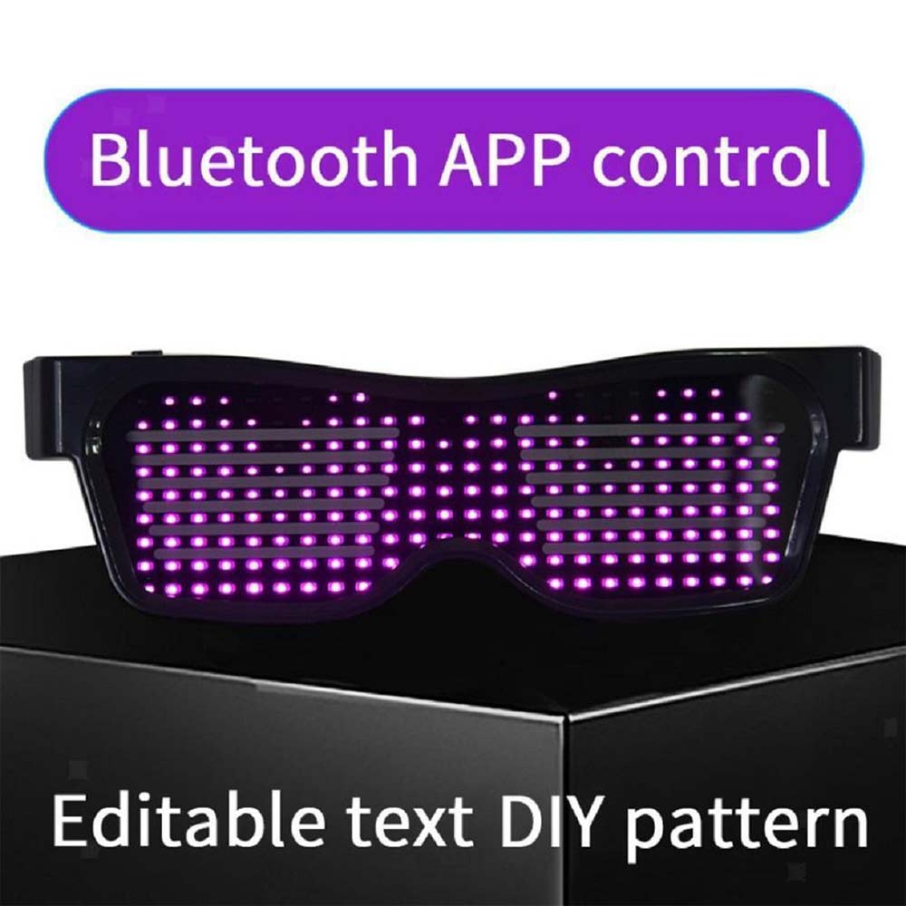 Bluetooth LED Eye Glasses APP Control for Raves Birthday DJ EDM Display Text