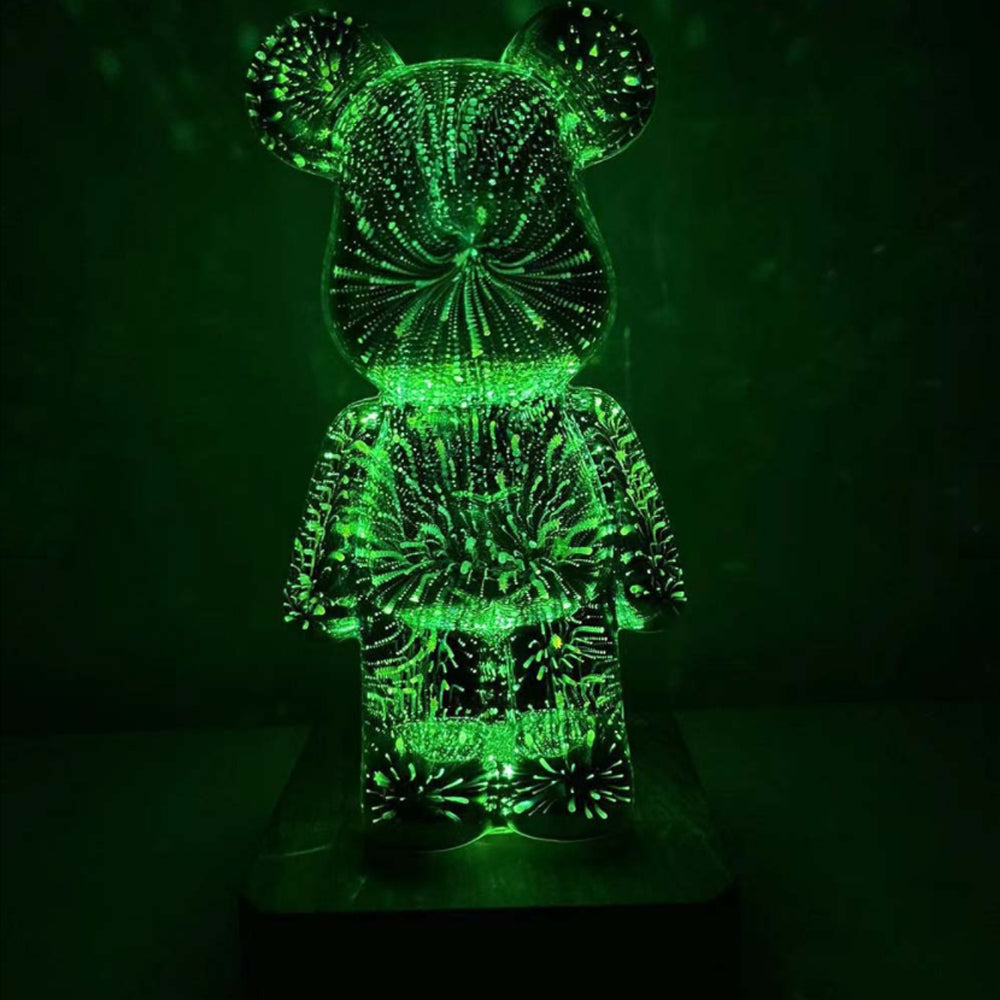 3D Fireworks Bear LED Night Light Room Atmosphere Light Desktop Decoration Night