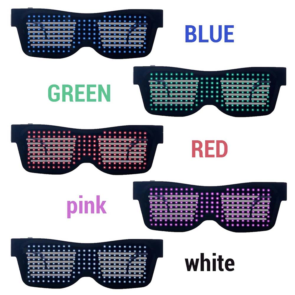 Bluetooth LED Eye Glasses APP Control for Raves Birthday DJ EDM Display Text