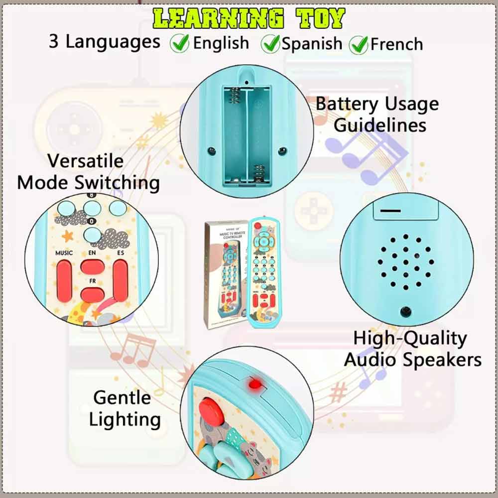 Toddler Play Set Baby TV Remote Control Sensory Toy Lighting Music Buttons Blue