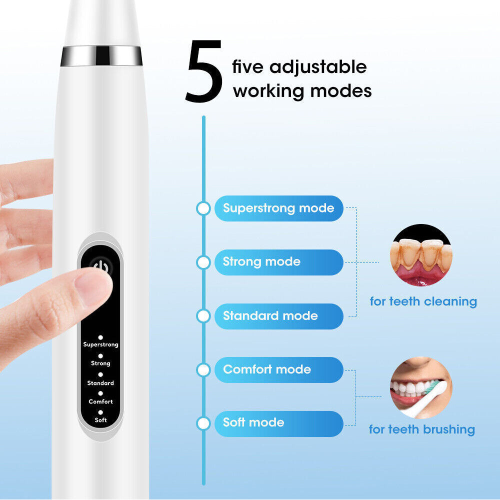 6in1 Electric Toothbrush Ultrasonic Tooth Cleaner Teeth Stains Plaque Remover