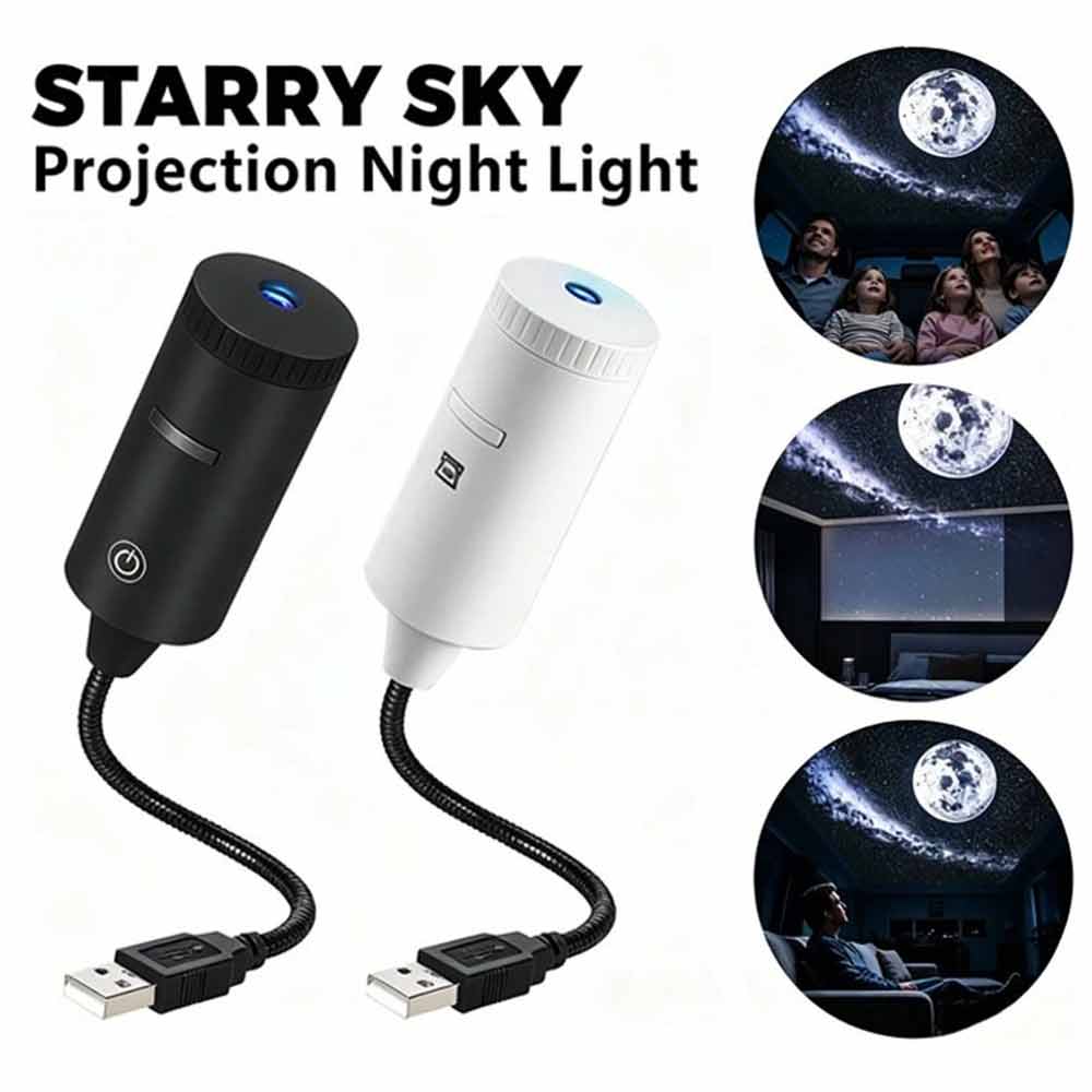 Rotating Galaxy Projector Lamp – USB Starry Sky Light for Car & Home Atmosphere