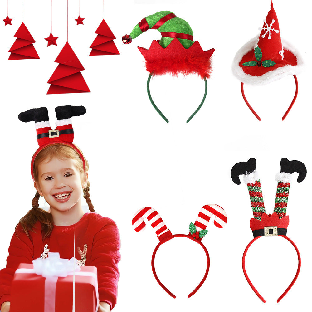 Festive Christmas Headband – Elf Hat & Santa Legs Party Decoration Headwear