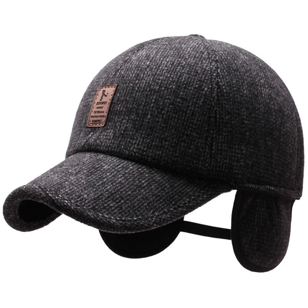 Men's Winter Hat with Earmuffs - Thick Warm Adjustable Baseball Cap for Cold Weather, Outdoor & Casual Wear