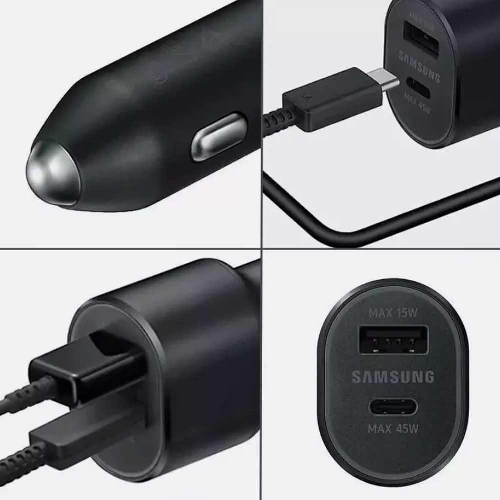 60W Samsung Super Fast Charging Dual Car Charger (45W+15W) 2 Port USB-C & USB-A