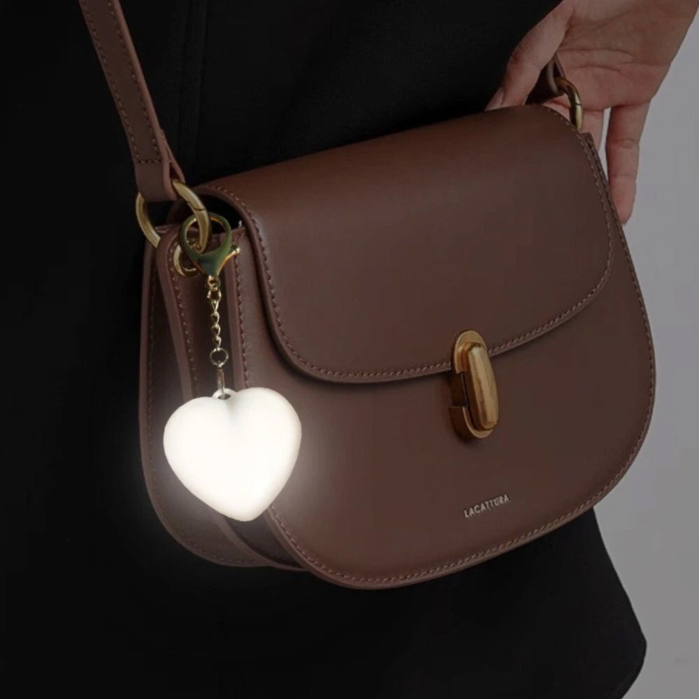 2x Rechargeable Heart Shape LED Light - Touch Sensitive Bag Keychain Flashlight