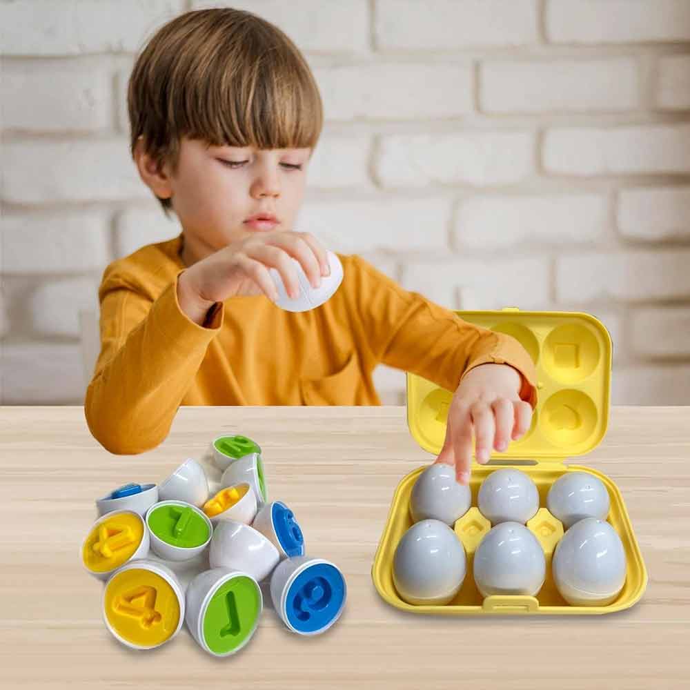6-Piece Matching Eggs – Colour Number Sorter, Montessori Sensory Puzzle