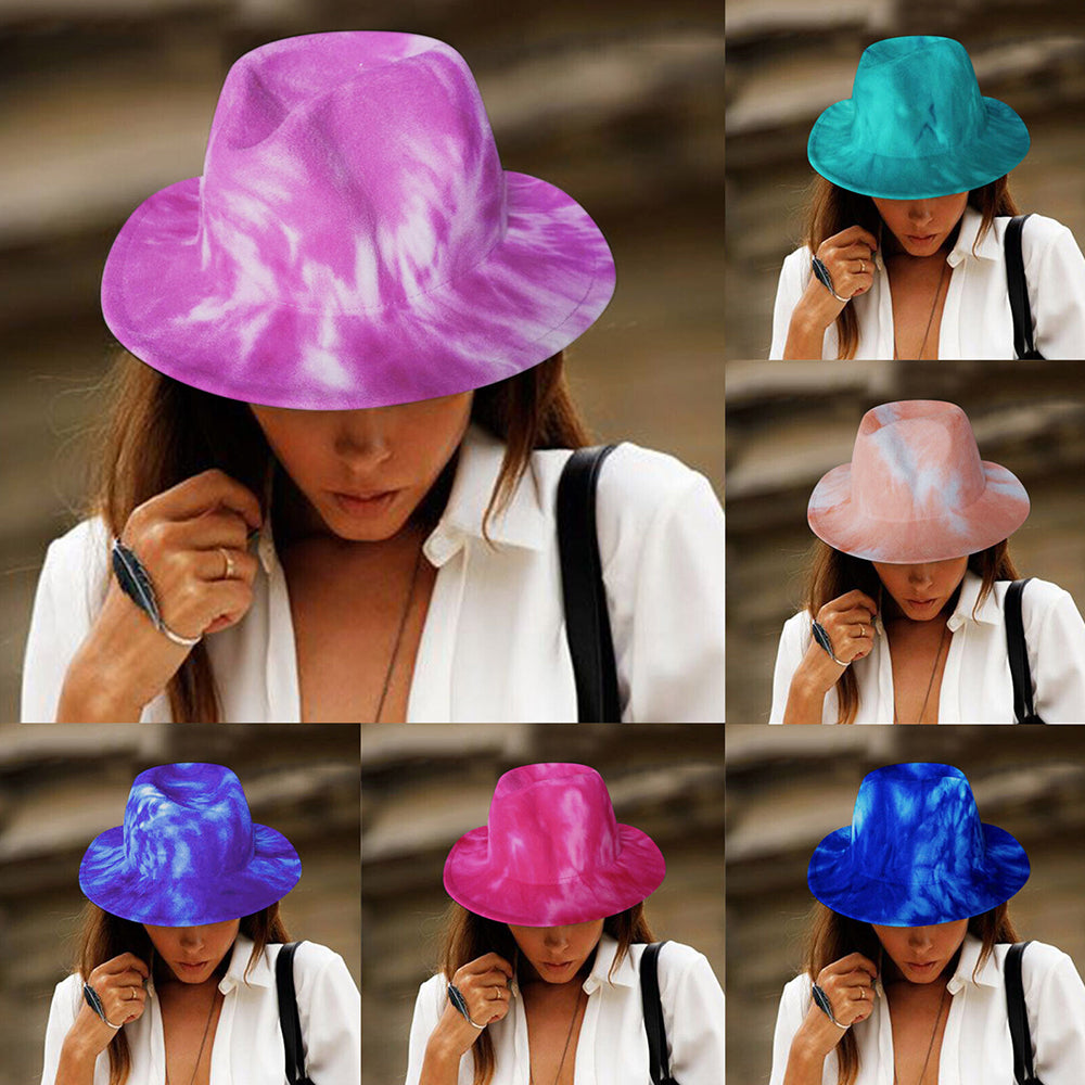 Men Women Jazz Summer Cap Wide Hat Hat Tie-Dye For Party Costumes Print Gift