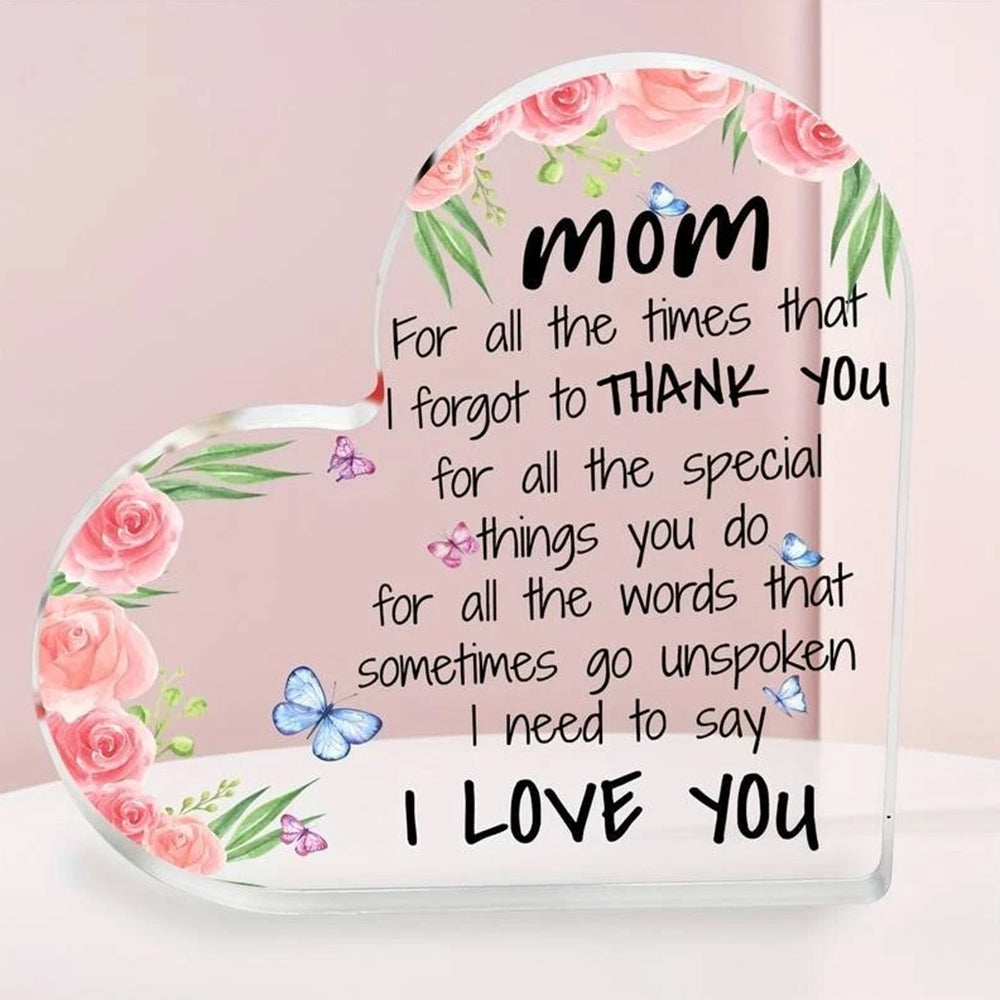Heart Shaped Acrylic Plaque for Mum - Unique Mother's Day & Christmas Gift