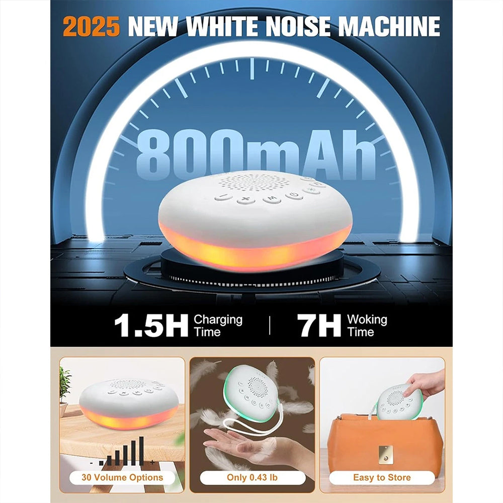 20-Sound Portable White Noise Machine – RGB Night Light, Timer for Sleep & Relaxation