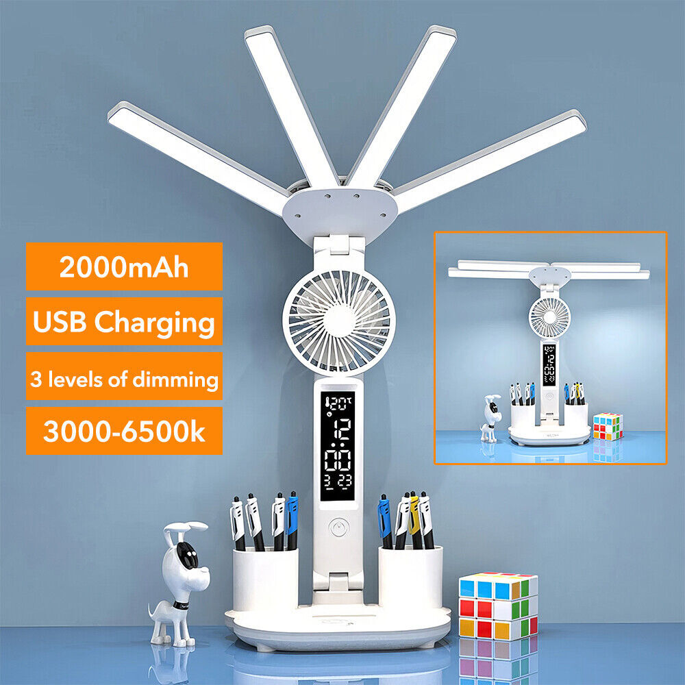 4 IN 1 LED Desk Lamp with Fan Dimmable Reading Lamp Reading Table Night Light