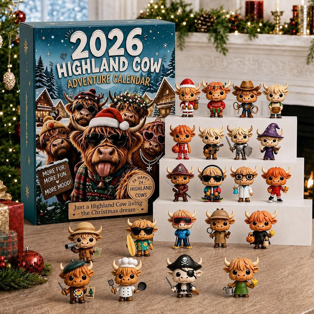 3D Highland Cow Advent Calendar 2026 – 24-Day Christmas Countdown with Figures