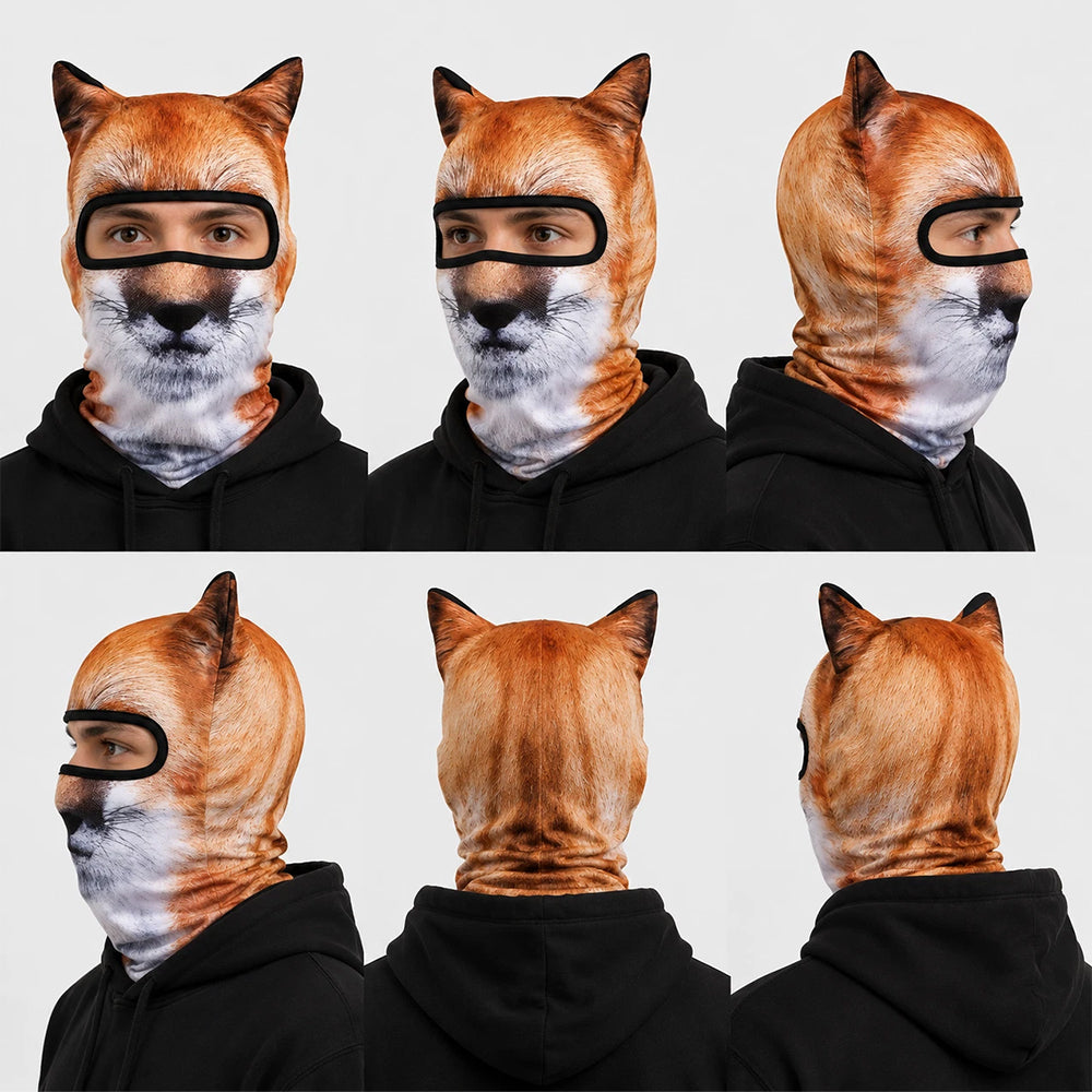 3D Animal Ski Balaclava – Full Face Mask with Ears for Snowboard & Fancy Dress