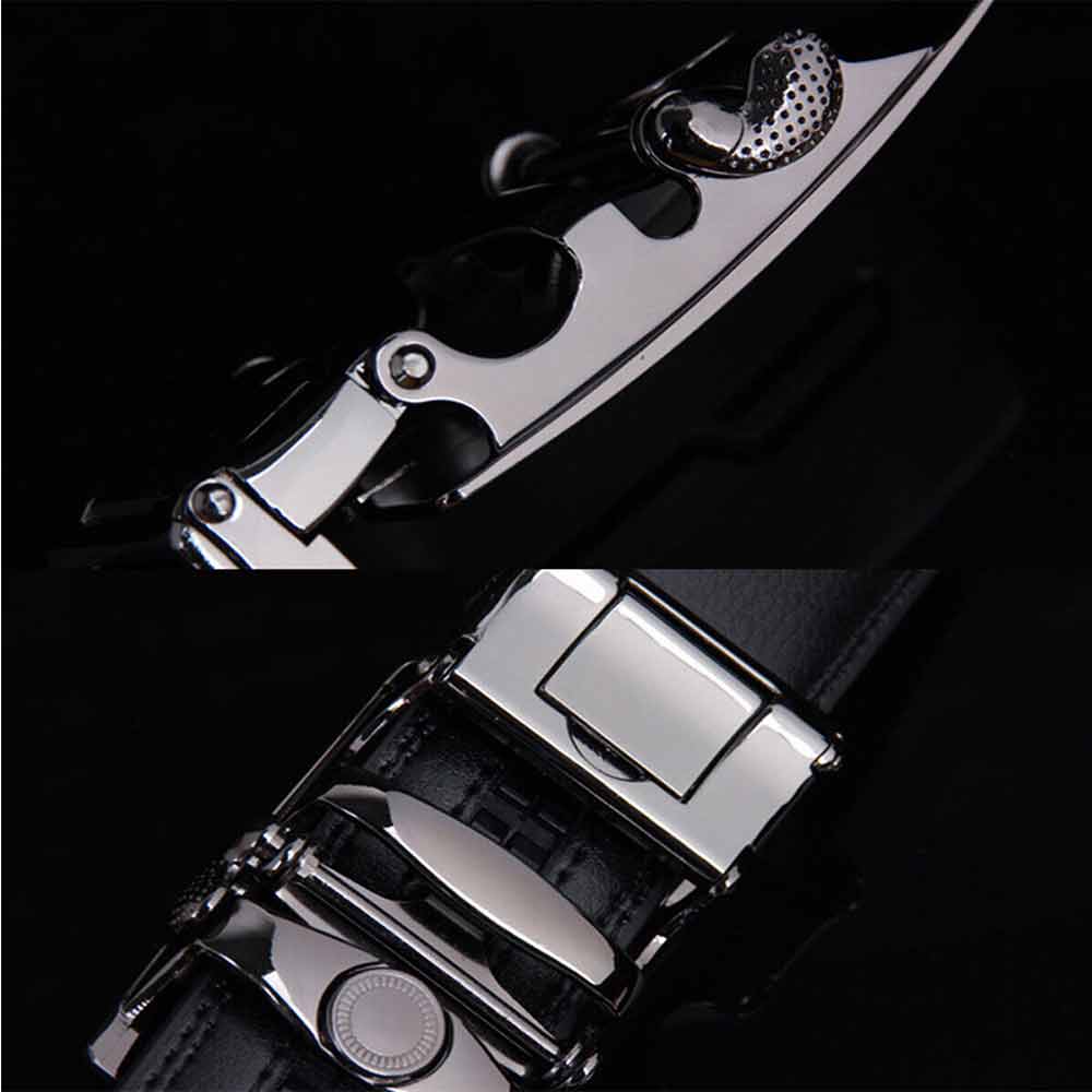 120cm Fashion Mens Leather Ratchet Belt Automatic Buckle Waistband Waist Strap