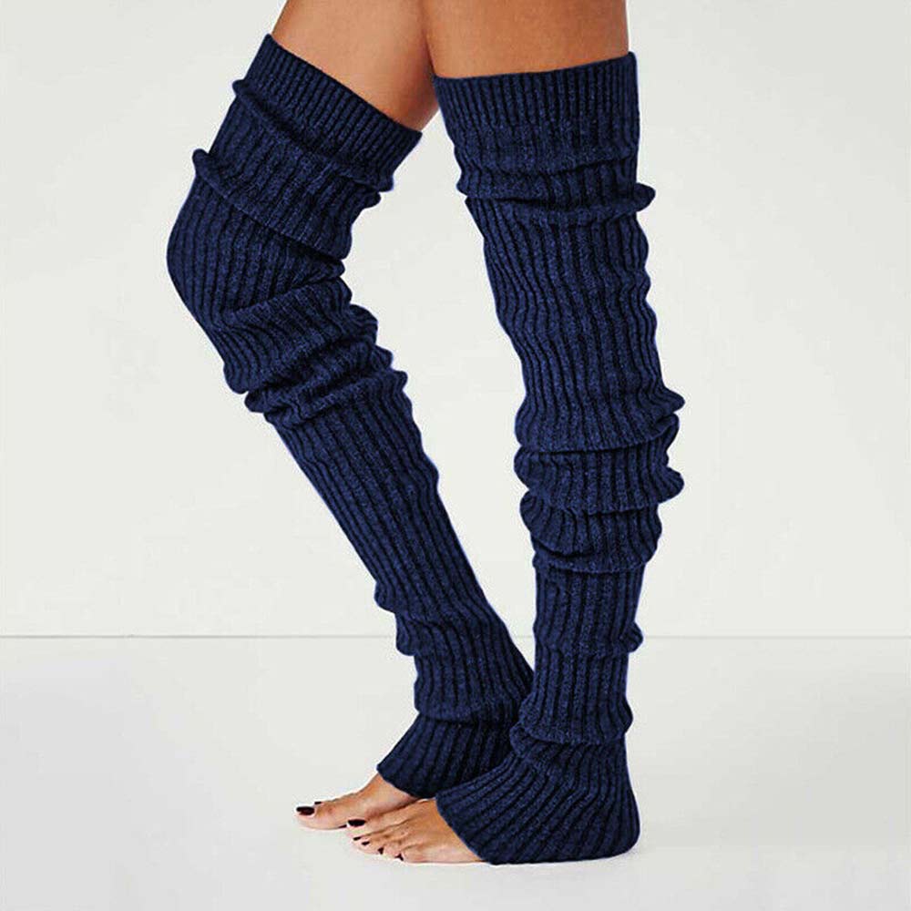 Lady Winter Long Warm Leg Warmers Knitted Crochet Thigh High Long Bubble Socks