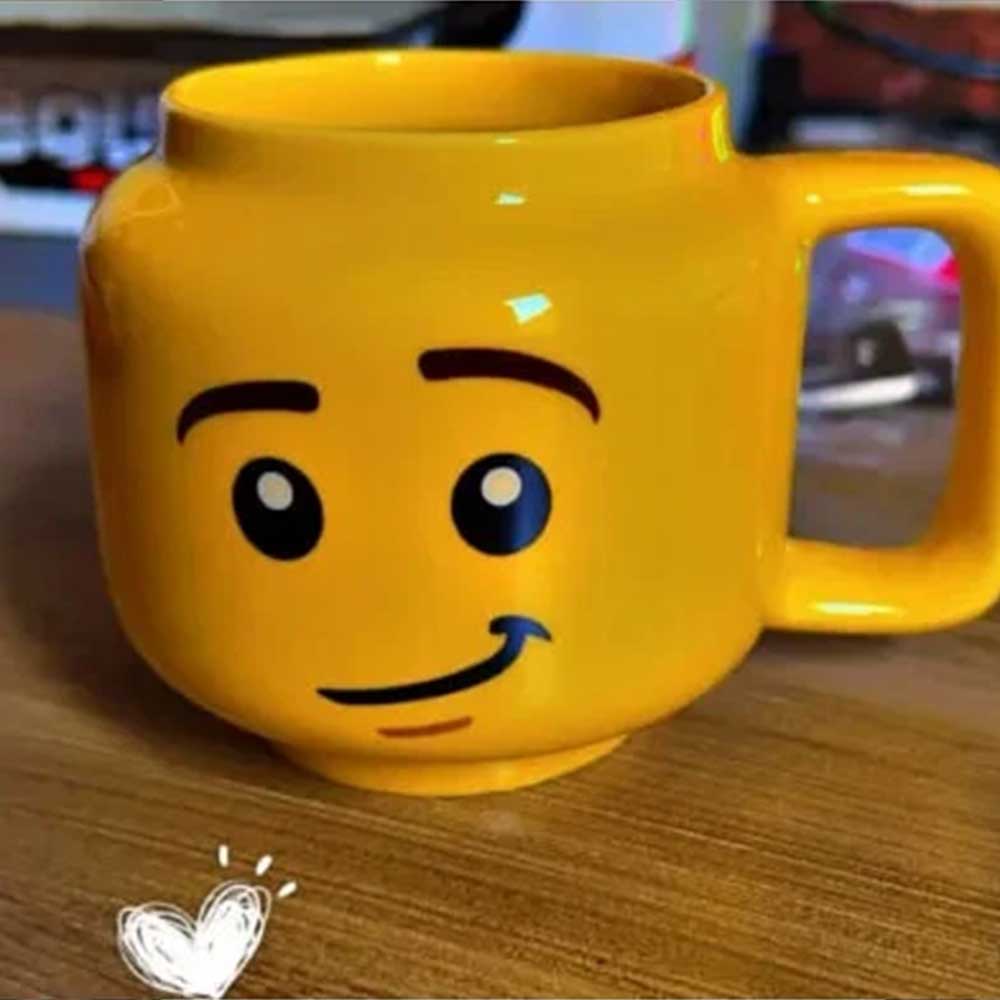 Funny Ceramic Cup Lego Mug Smiling Expression Face Cartoon Coffee Milk Tea 250ml
