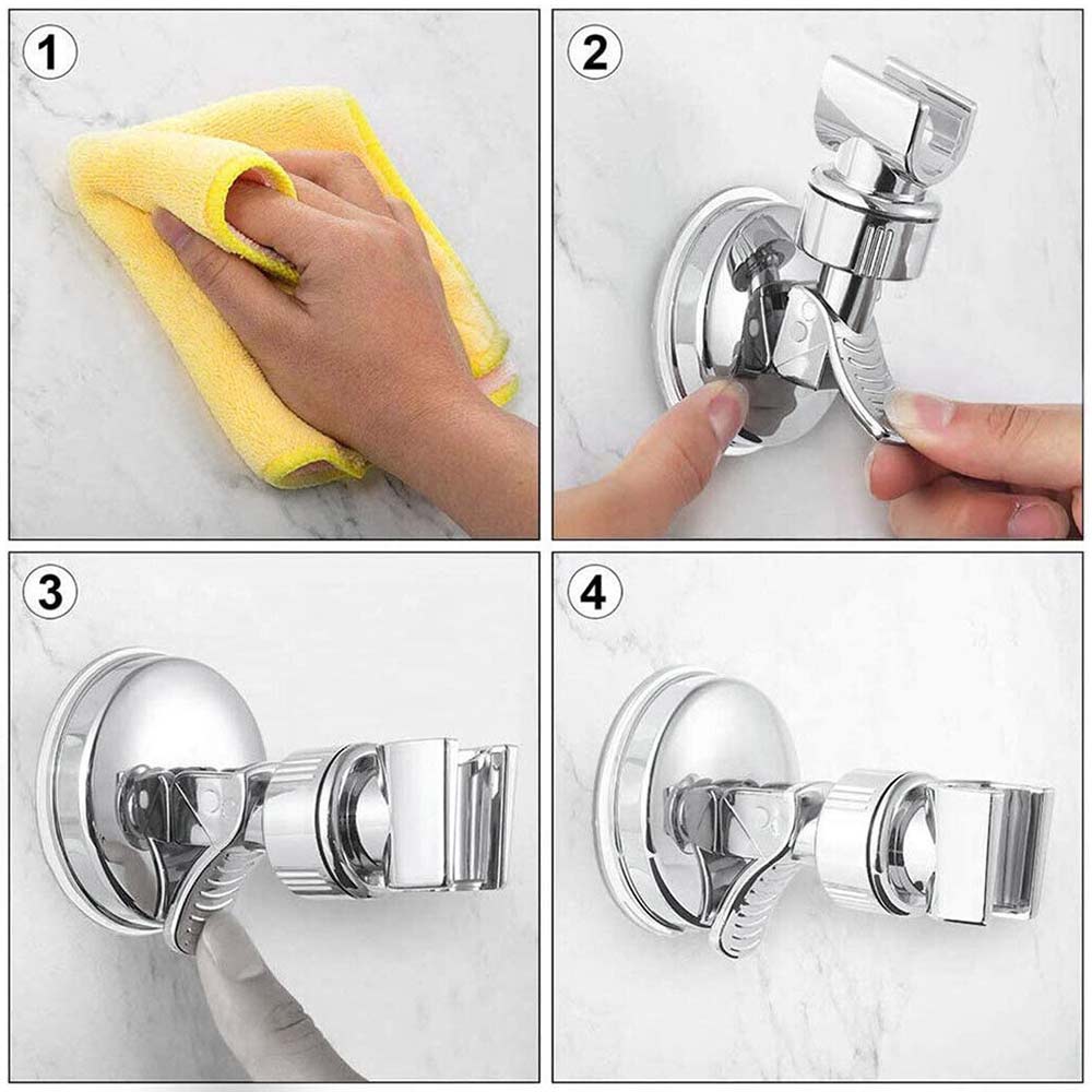 Shower Head Holder Bathroom Wall Mount Adjustable with Vacuum Strong Suction Cup