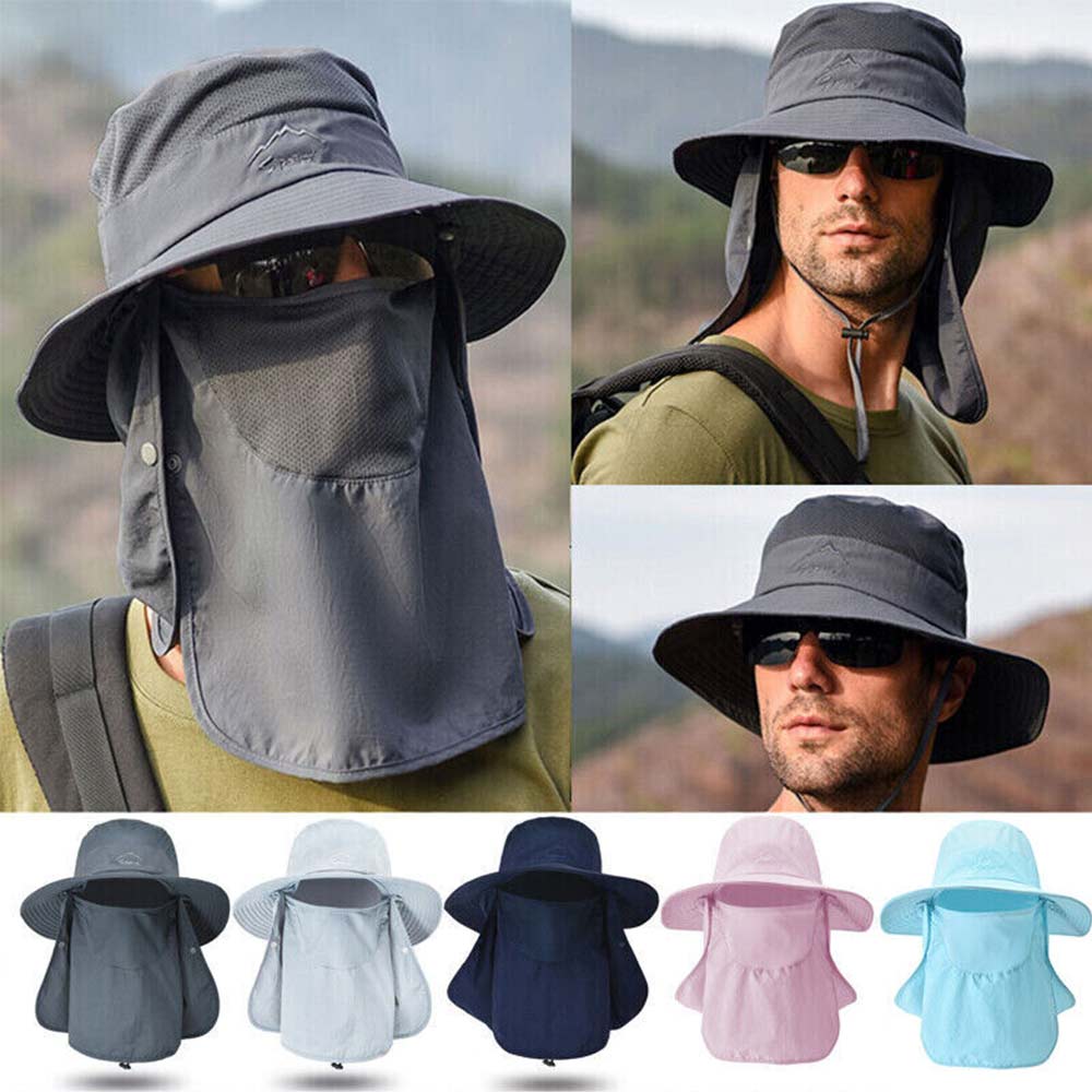 Outdoor Sun UV Protection Fishing Cap Neck Face Flap Hat Wide Brim Cover Summer