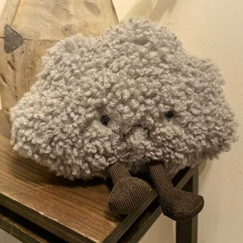 Amuseables Storm Cloud Plush – Grumpy Grey Cloud Soft Toy with Character Face & Legs