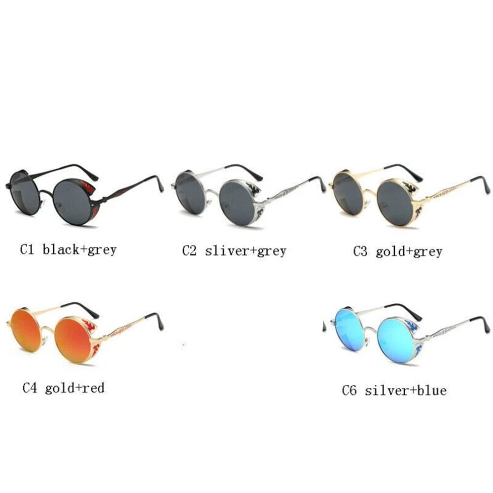 Steampunk Polarized Sunglasses Men Women UV400 Driving Retro Round Glasses