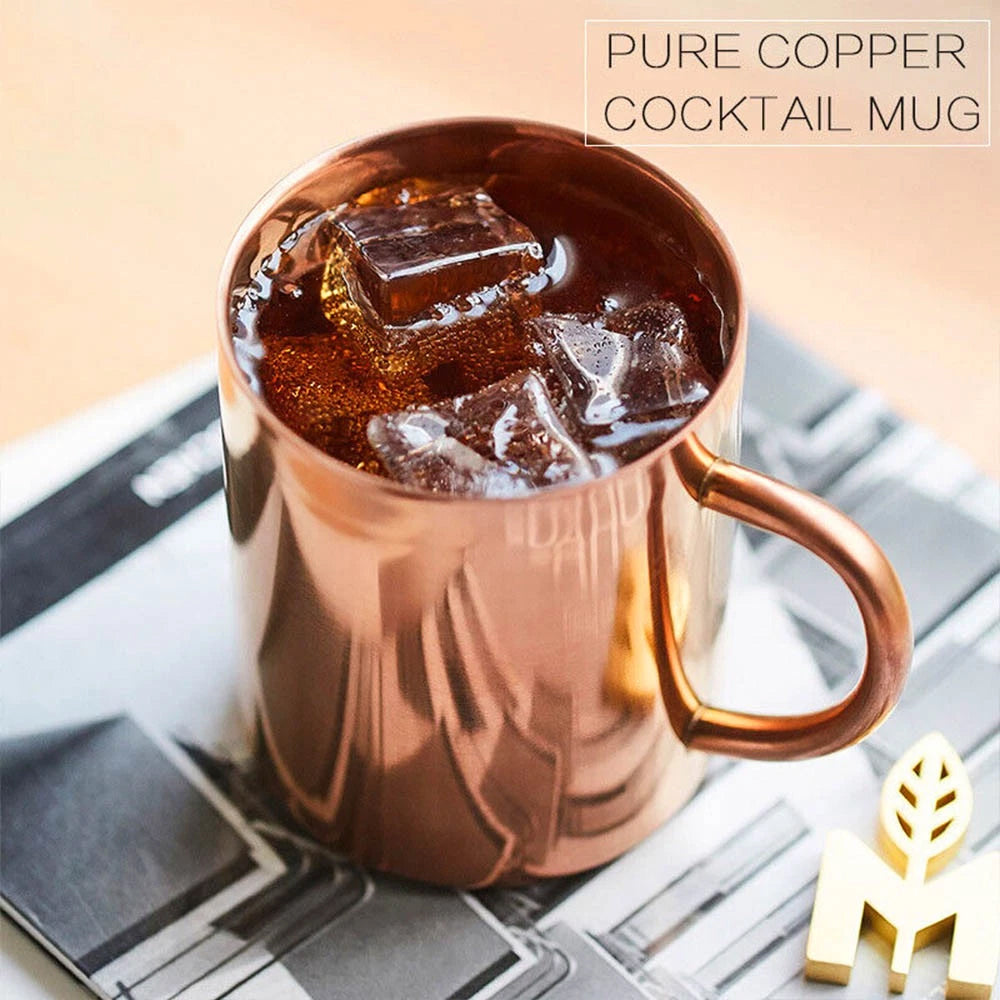450ml Solid Pure Copper Moscow Mule Mug – Icy Cold Classic for Cocktails, Coffee & Beer