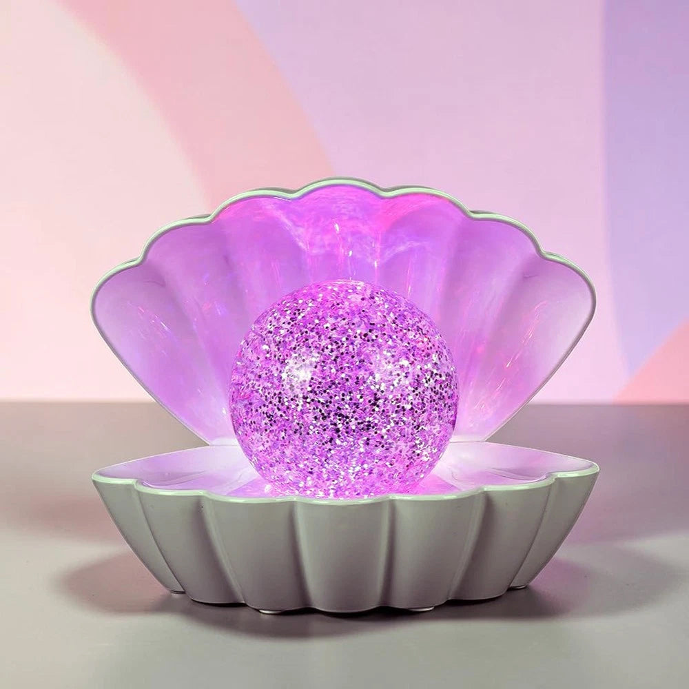 White Glitter Ball Lamp – 7-Colour LED Seashell Clam Mood Light