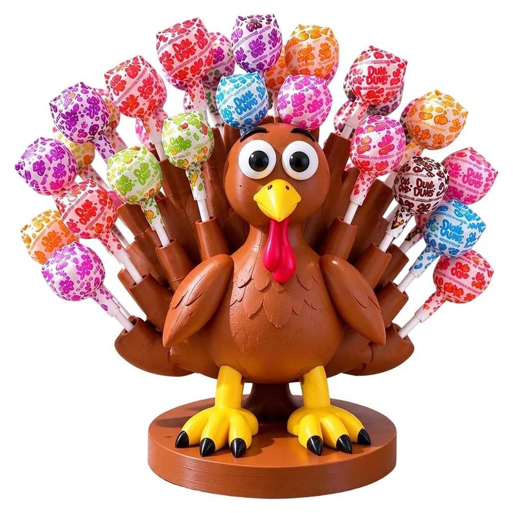 3D Turkey Lollipop Holder – Thanksgiving Candy Display Stand for Holiday Decor