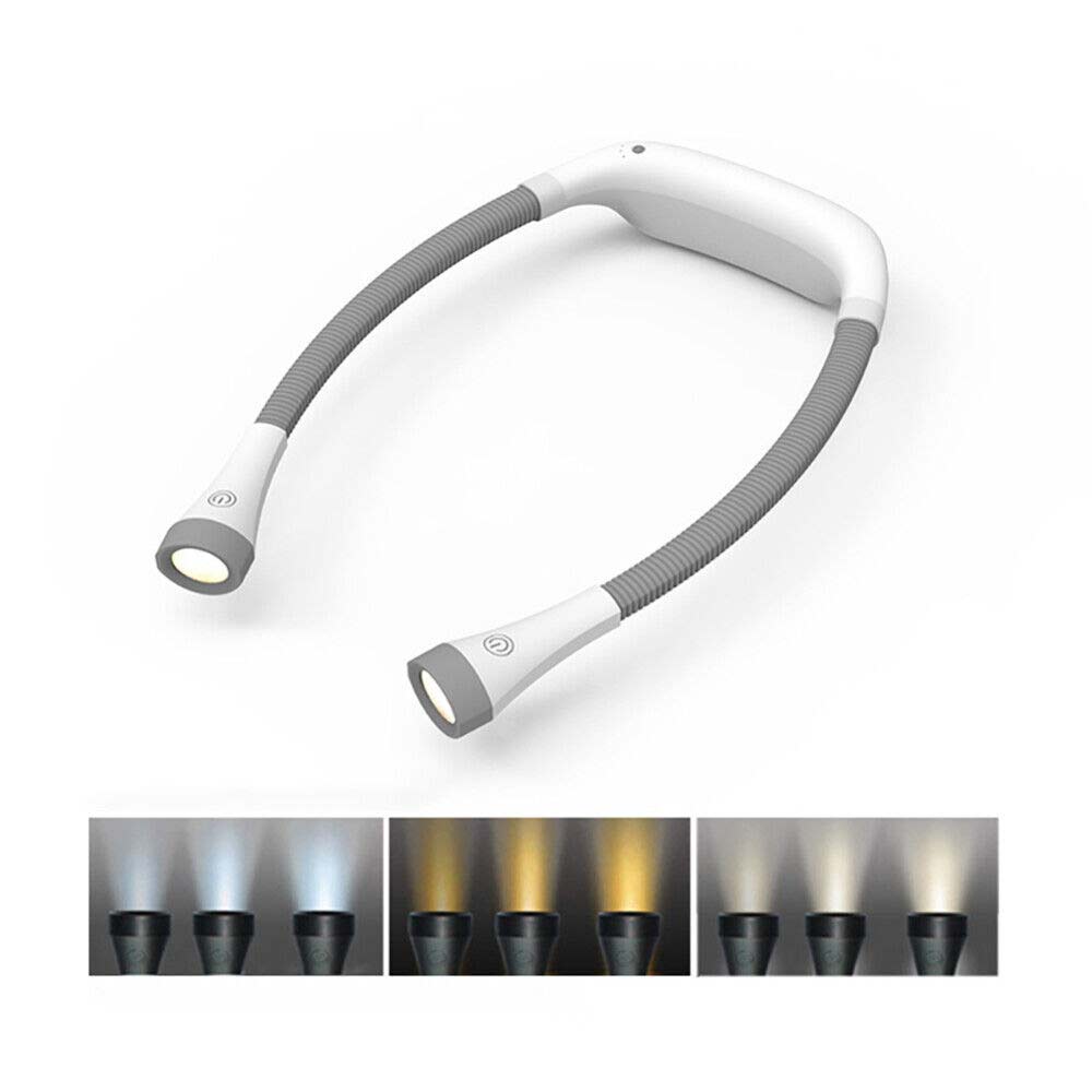 2000mah LED Neck Reading Light Flexible USB Rechargeable Hand Free Bed Nigh Lamp