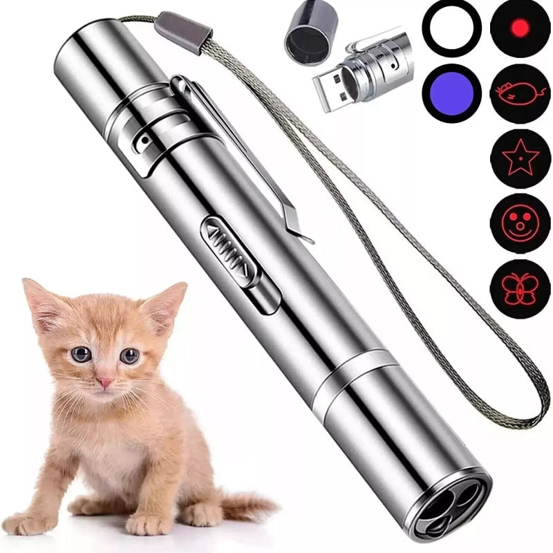 7 in 1 Multi UV Laser Pointer Pen Cat Dog Pet Play Toy Beam USB Rechargeable