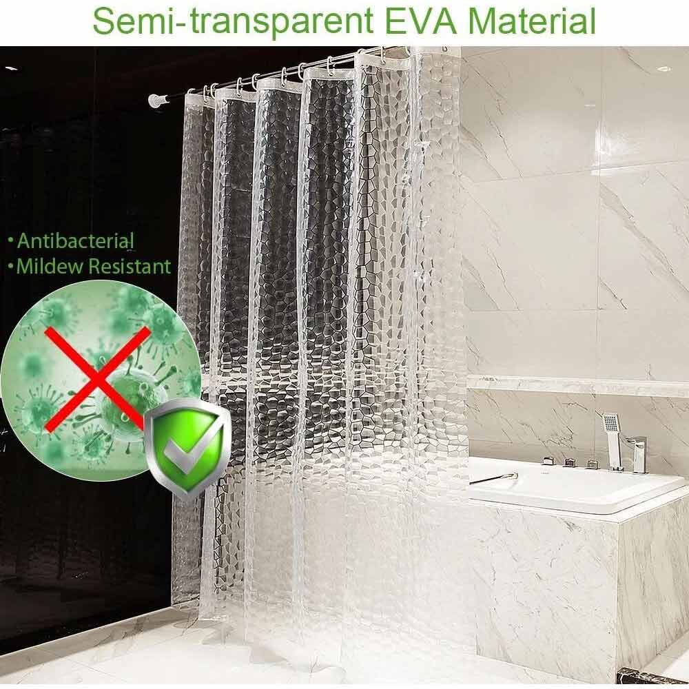 Waterproof Shower Curtain – EVA Bath Curtain, Mildew Resistant 180x200cm