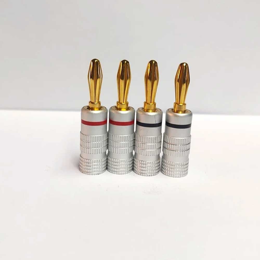 8 PCS Professional Banana Plugs - 24K Gold Plated HiFi Audio Connectors Red Black