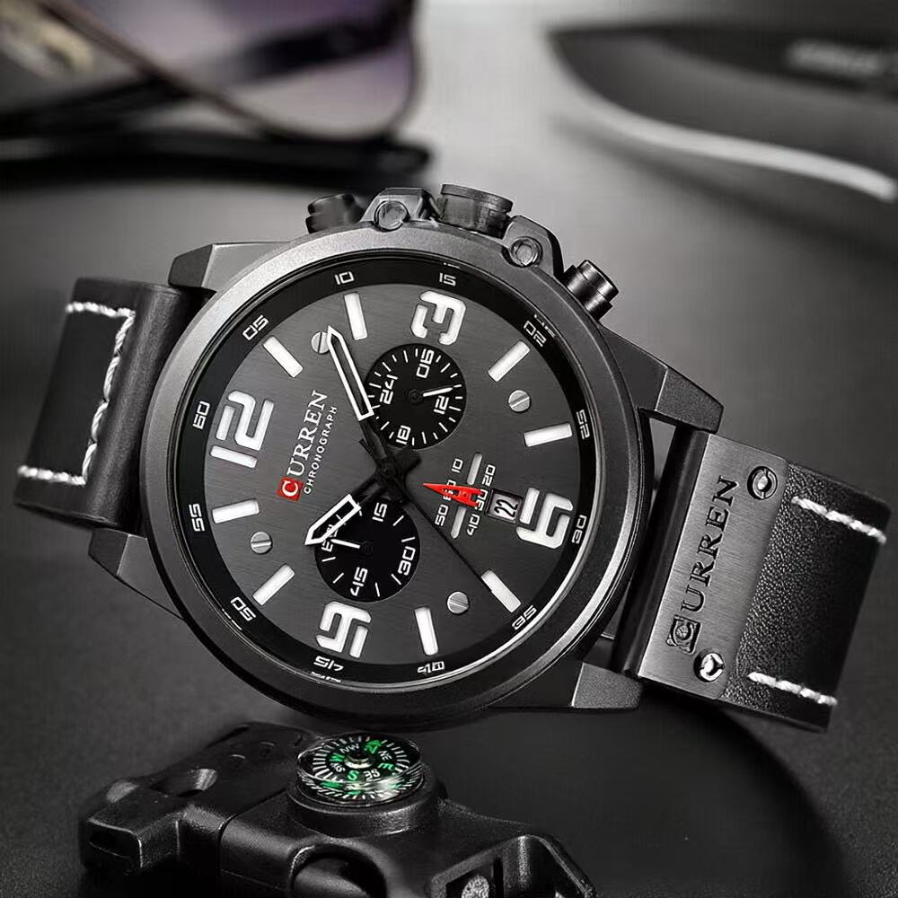 CURREN 8314 Men Military Sport Wristwatch Quartz Calendar Silicone Strap Casual Outdoor Watch