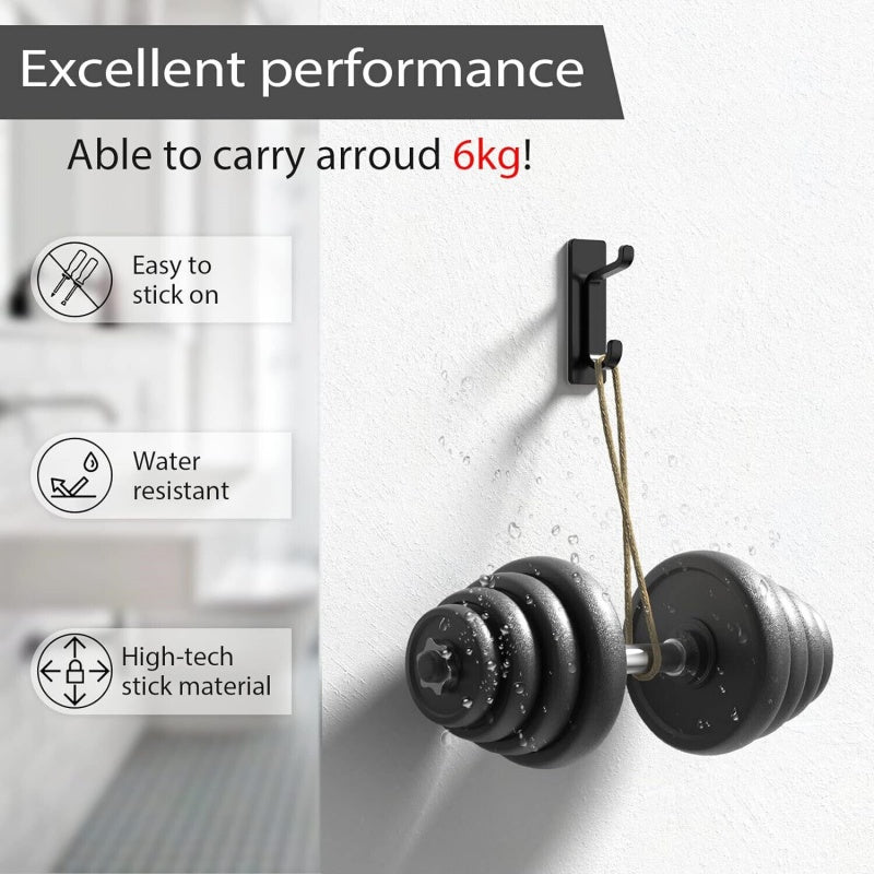 4x Self Adhesive Hooks Sticky Extra Strong Hanging up to 6KG Metal Heavy Duty