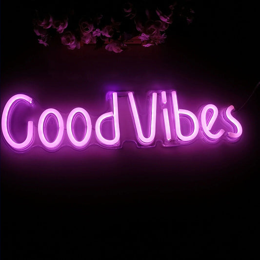 Good Vibes Neon Signs Neon Light for Décor Pink Light Bedroom Beer Bar Pub Hotel