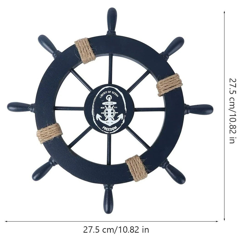 Wooden Ship Wheel Wall Decor 28cm Steering Wheel for Beach House Theme Room