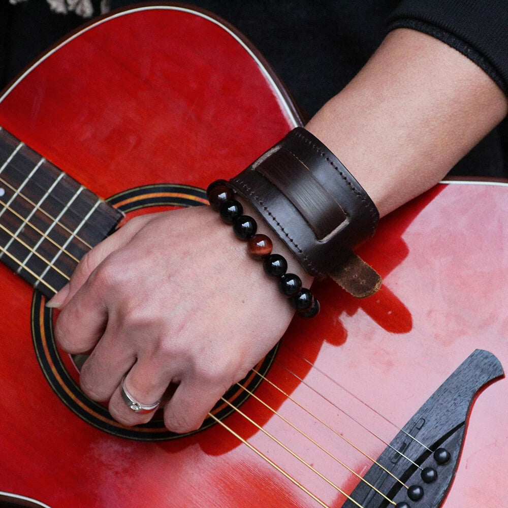 Retro Men'Wide PU Leather Watchband Biker Cuff Wristband Bracelet Gift