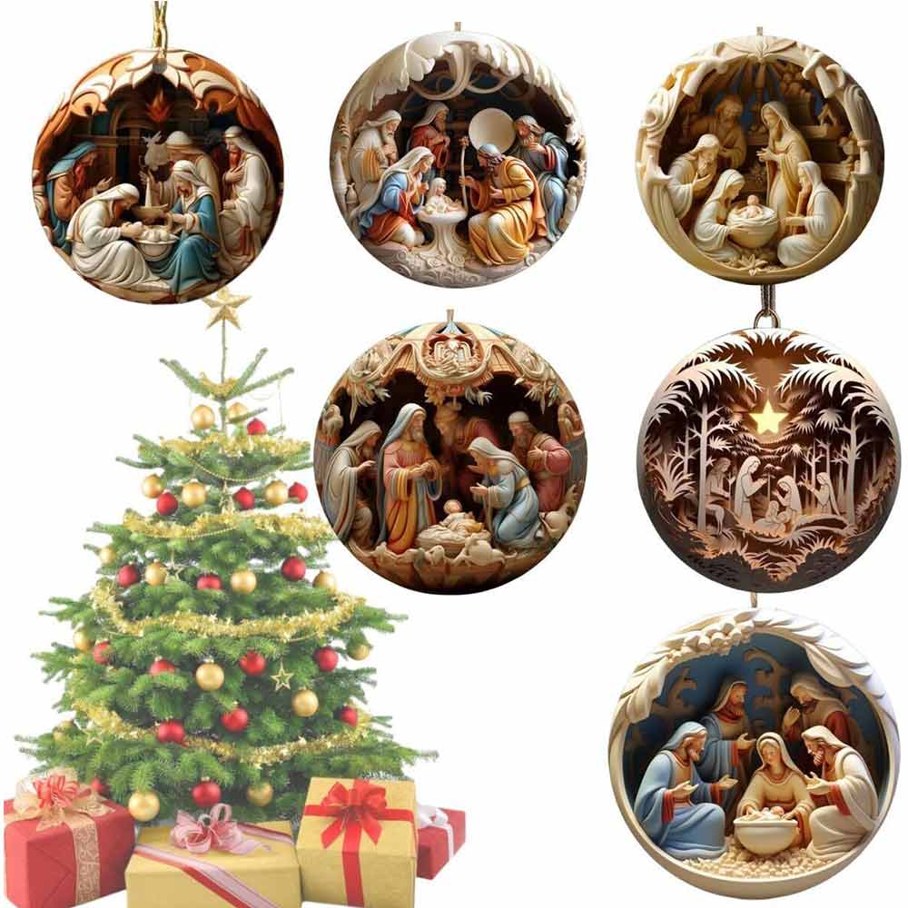 6PCS Nativity Christmas Ornament for Xmas Tree Birth of Jesus Christian Decor