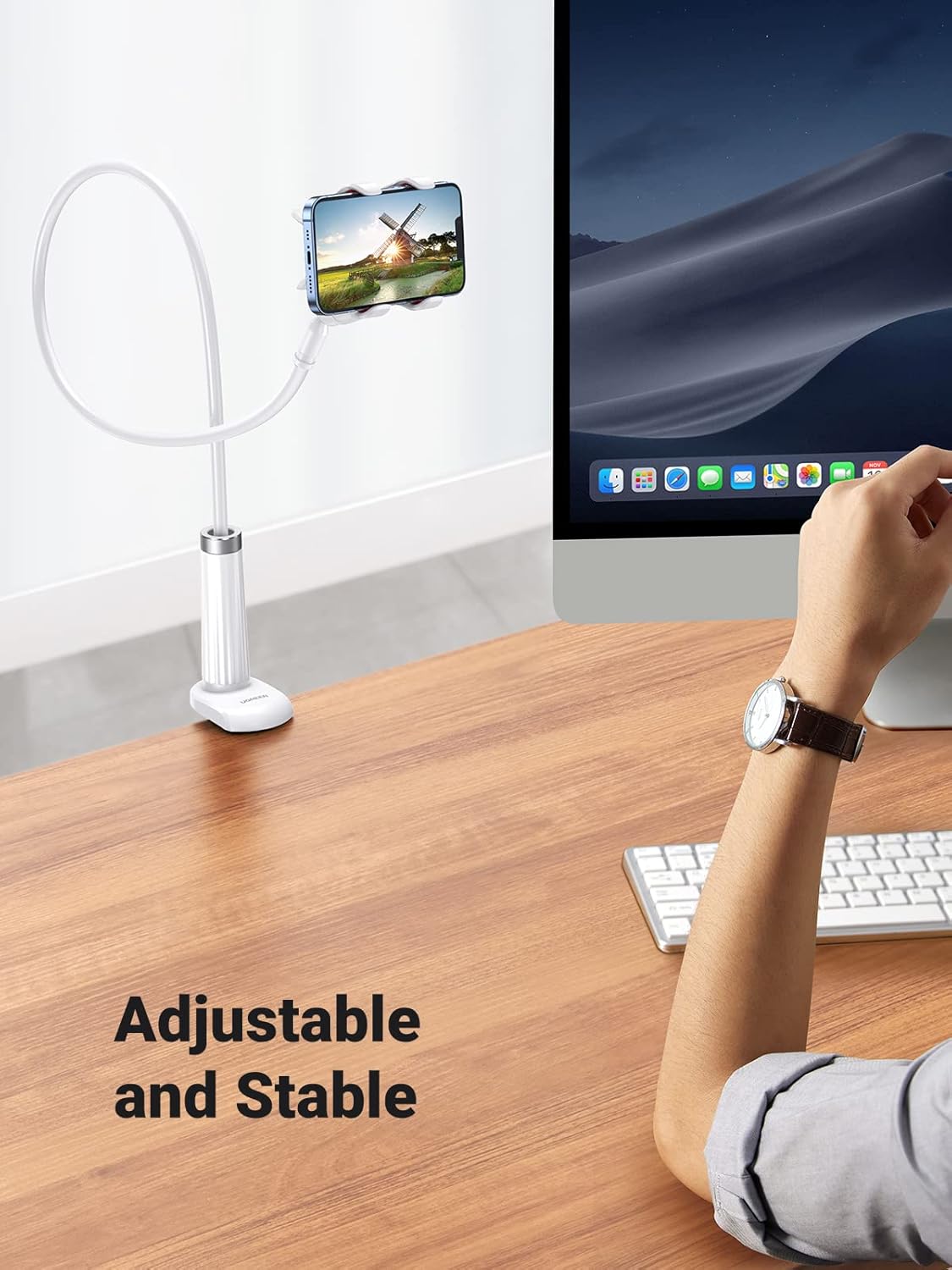 UGREEN Phone Holder for Bed Flexible Clamp Overhead Long Arm Clip 4-7.2'' Phones