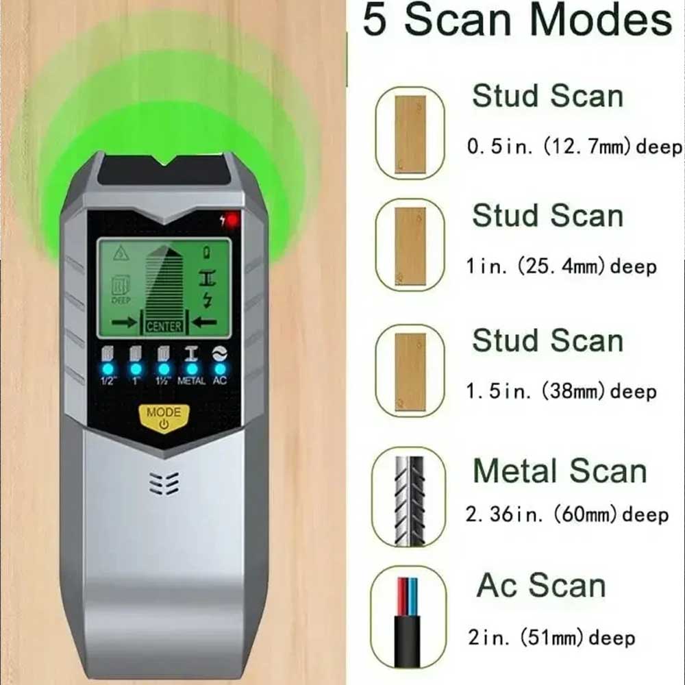 5 IN 1 Electric Detector Wall Wood Metal Sensor Wire Stud Finder Cable Scanner