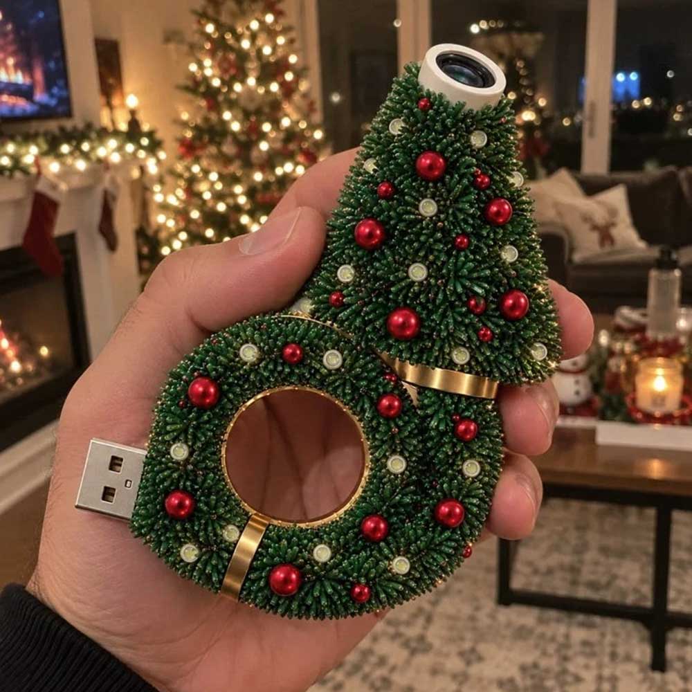 Christmas Projection Light – Santa & Tree USB LED Holiday Night Lamp