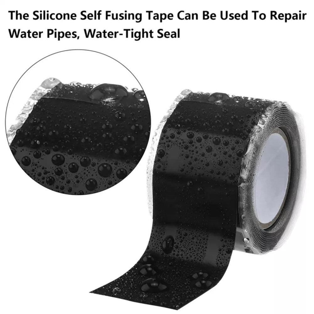 3Meter Self Fusing Silicone Tape Black Waterproof Non Adhesive Removable Seal